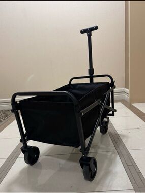 Black Folding Utility Wagon Cart for Home & Outdoor Use